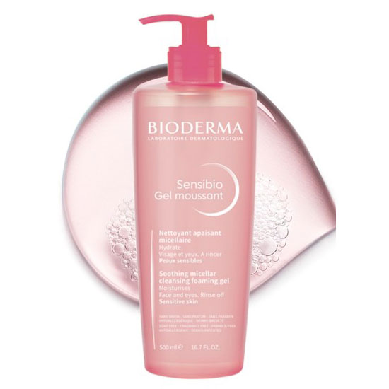 ژل-فوم-شستشوی-صورت-میسلار-بایودرما-مدل-Sensibio-مناسب-پوست-حساس-500-میل2 ژل شستشوی صورت بایودرما برای پوست حساس 200 میل - Image 1